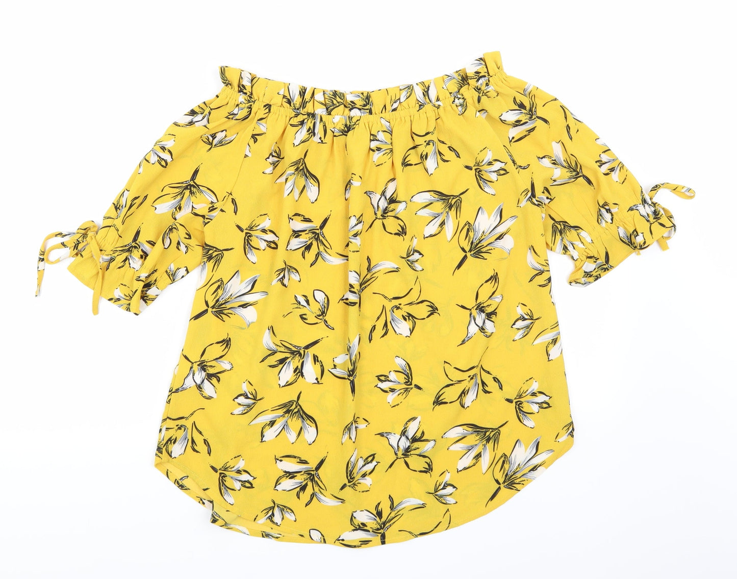 Quiz Womens Yellow Floral  Basic Blouse Size 10