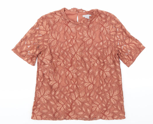H&M Womens Pink Floral  Basic T-Shirt Size S