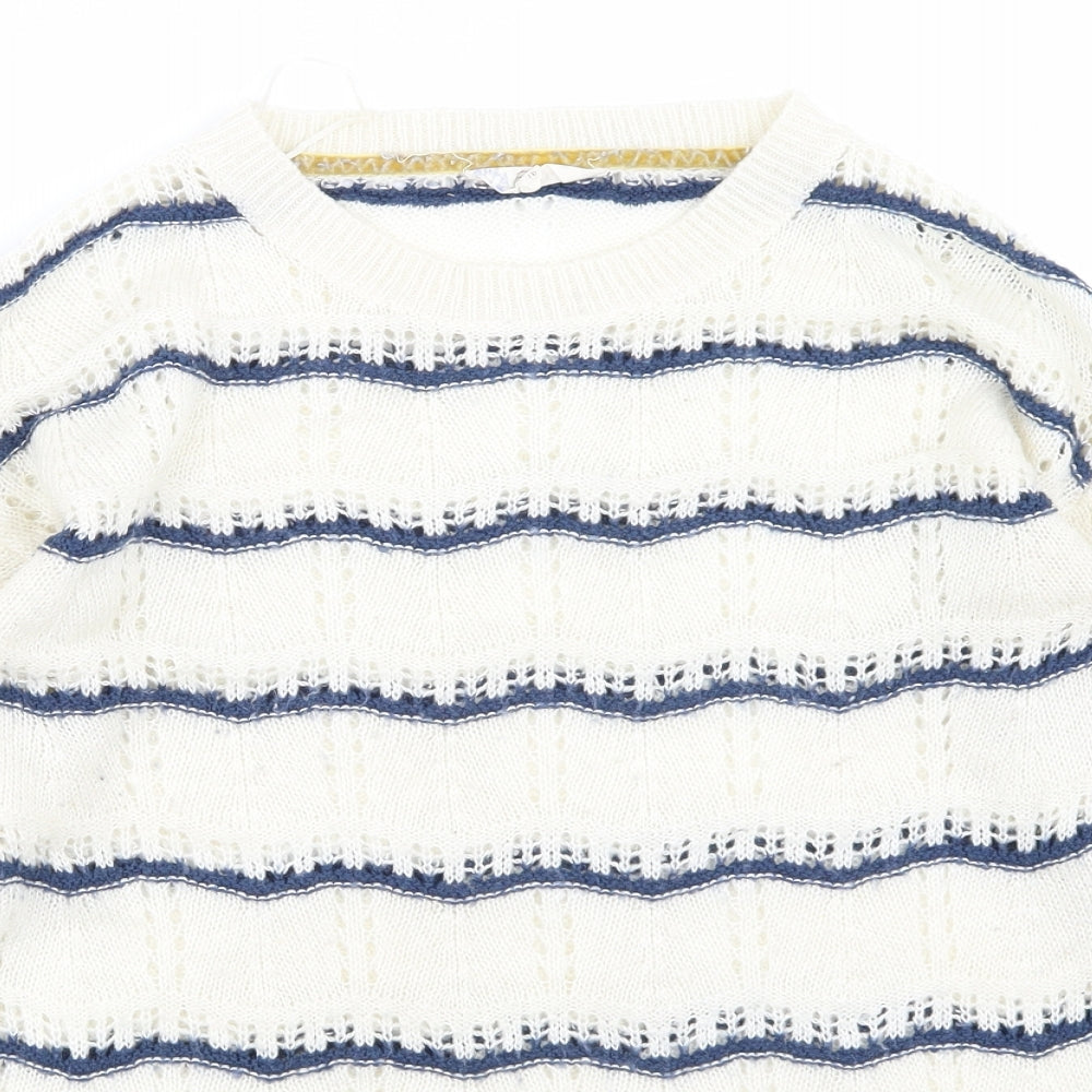 Matalan Womens Ivory Striped Knit Pullover Jumper Size 10