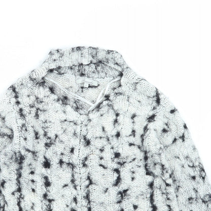 Close-up detail of Peacocks women’s white knit jumper, size S