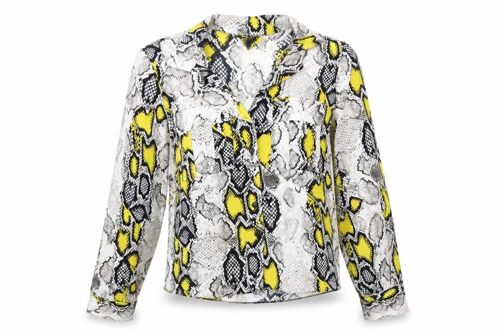 F&F Womens Grey Animal Print Chiffon Basic Blouse Size 8