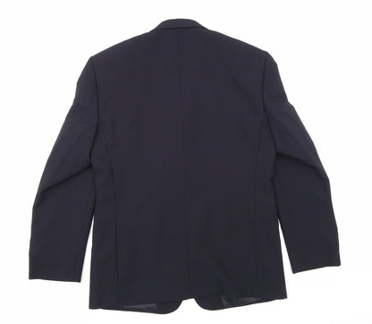 Back view of BHS men’s blue rayon jacket suit jacket, size 40