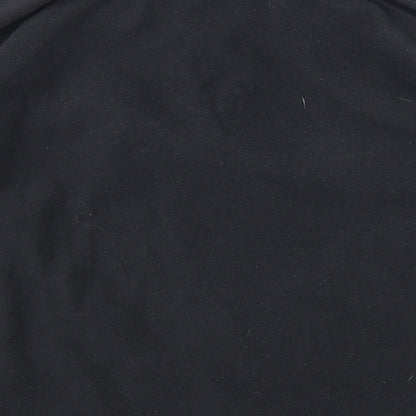 Brand and care label for Quechua women’s black fleece jacket, size L