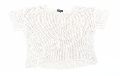 Additional front view of Topshop women’s beige knit jumper, size UK 8