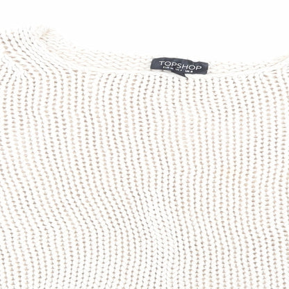 Close-up detail of Topshop women’s beige knit jumper, size UK 8