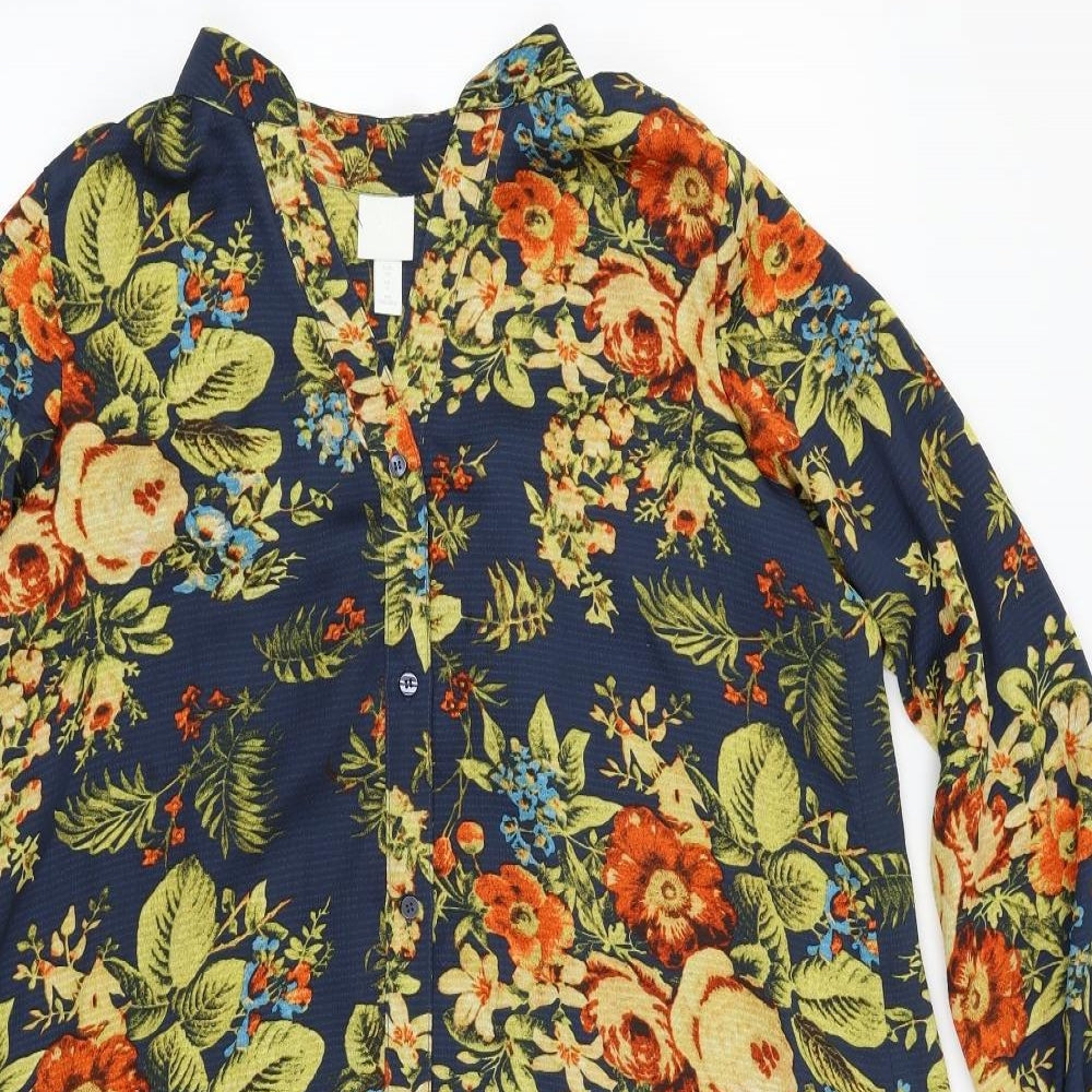 H&M Womens Multicoloured Floral  Basic Button-Up Size 6