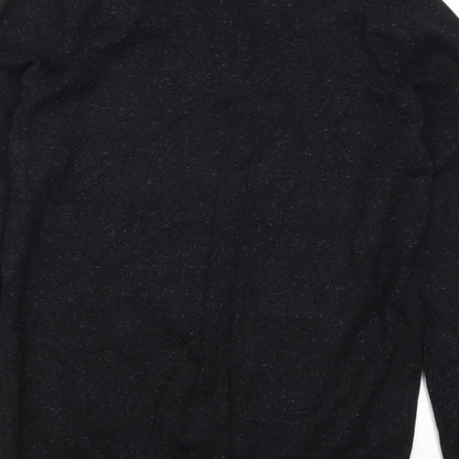 Brand and care label for Easy men’s black jumper, size M