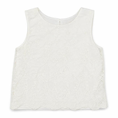 Front view of H&M girls’ white lace basic tank, size 14, years
