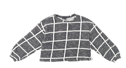 New Look Womens Black Check  Pullover Sweatshirt Size M  - cropped