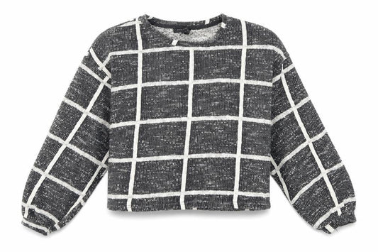 New Look Womens Black Check  Pullover Sweatshirt Size M  - cropped
