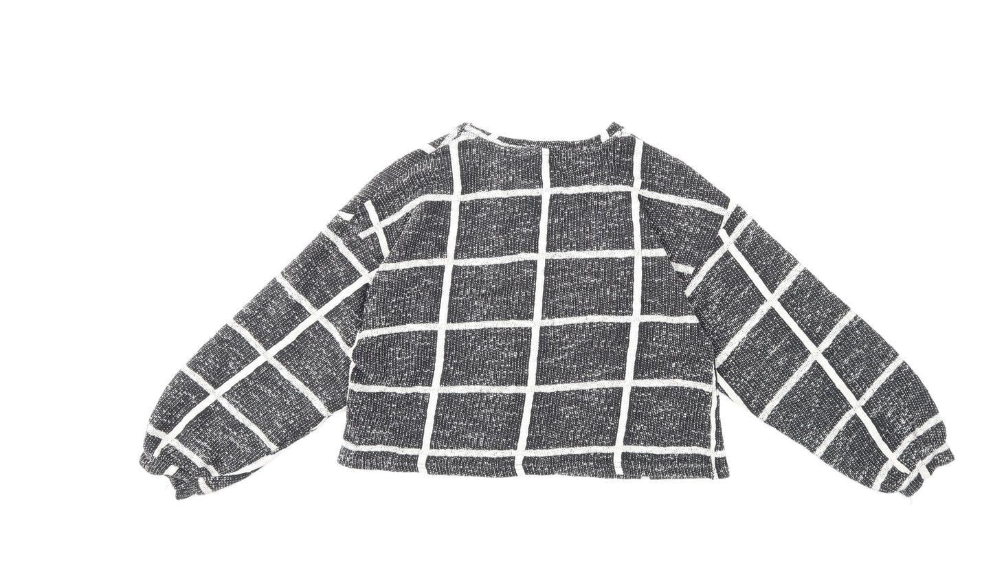 New Look Womens Black Check  Pullover Sweatshirt Size M  - cropped
