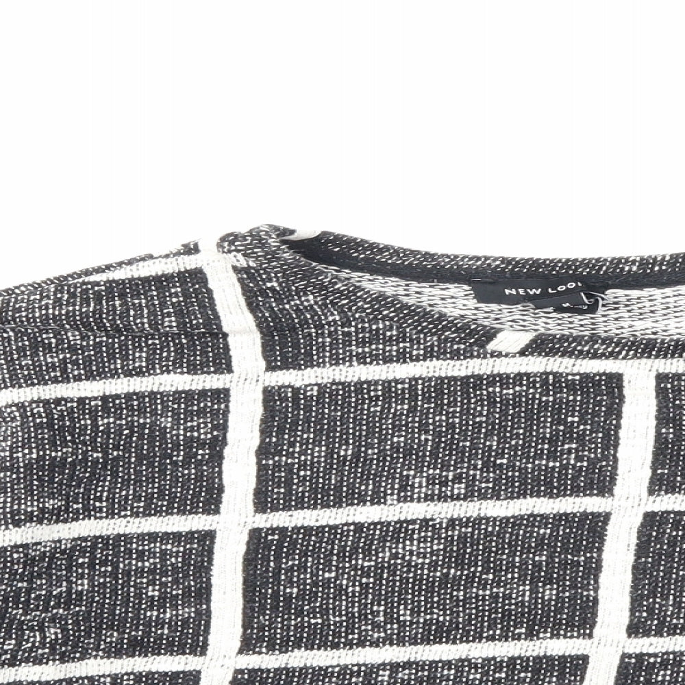 New Look Womens Black Check  Pullover Sweatshirt Size M  - cropped