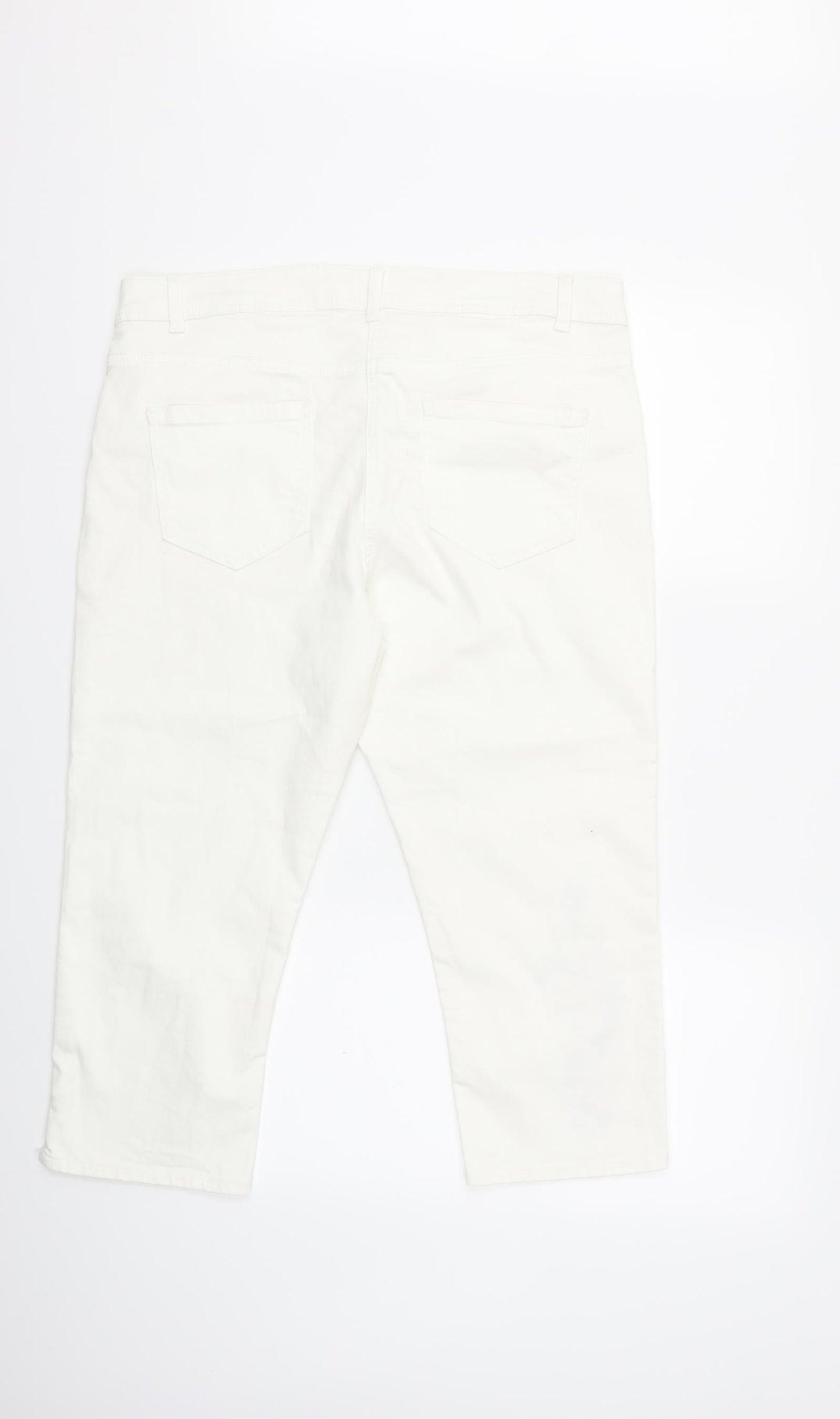 Preworn Womens White Floral Denim Cropped Jeans Size 36 in L20 in