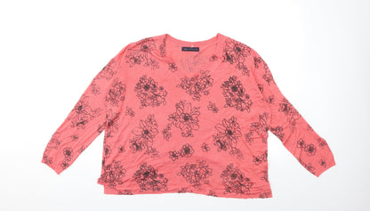 Additional front view of Marks & Spencer women’s pink floral knit jumper, size L