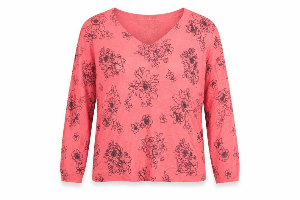 Marks & Spencer Womens Pink Floral Knit Pullover Jumper Size L
