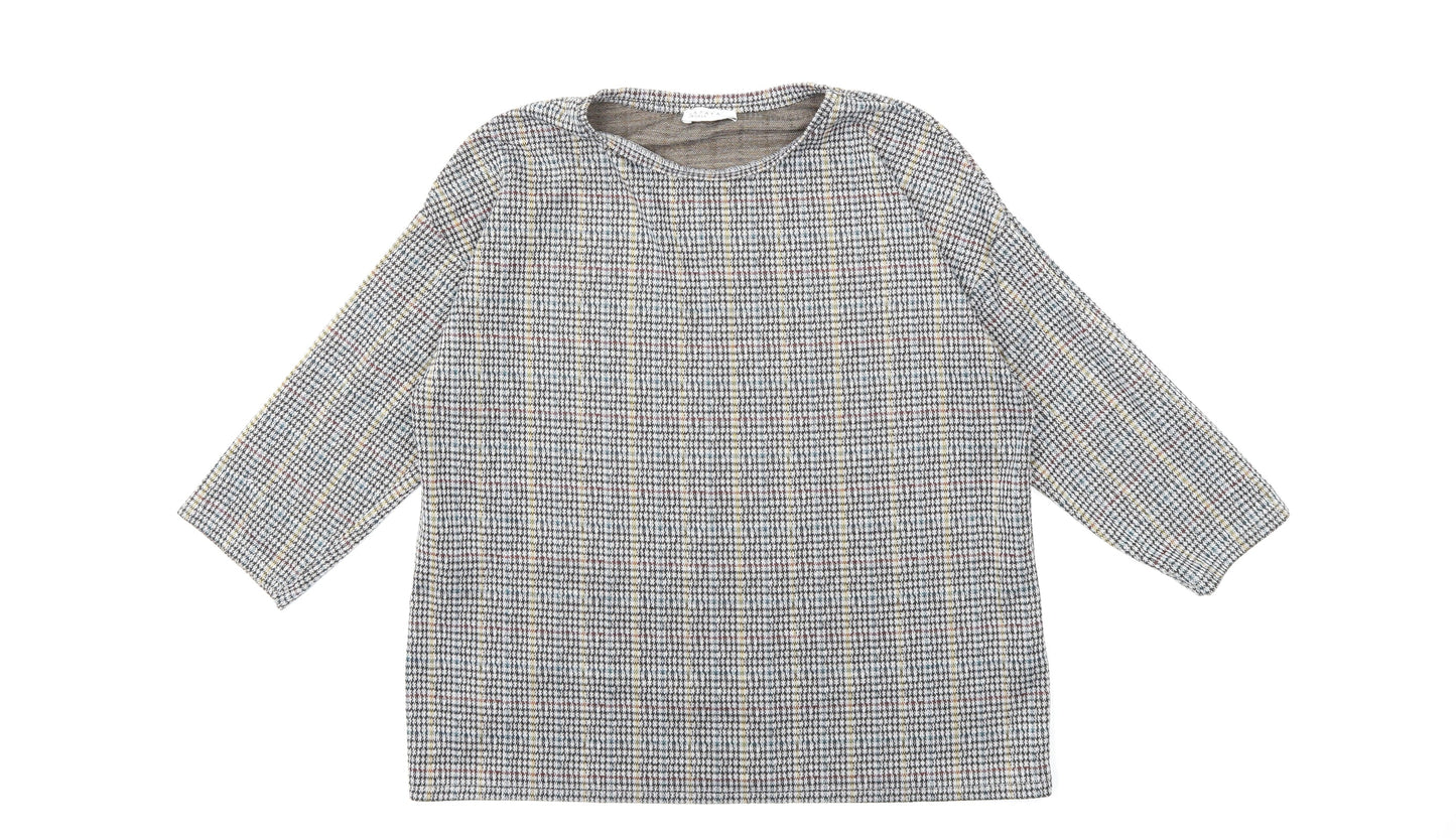 Papaya Womens Grey Check  Basic T-Shirt Size 16