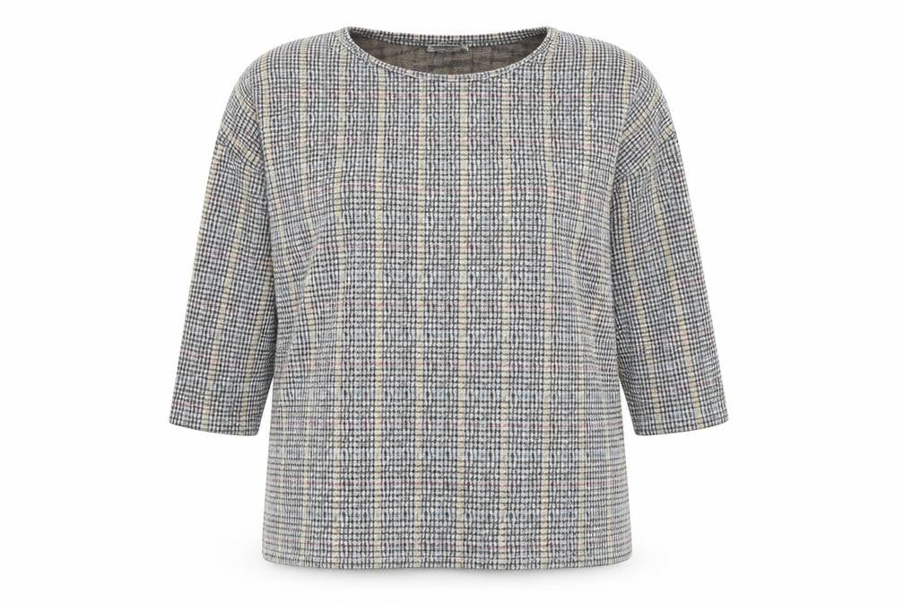 Papaya Womens Grey Check  Basic T-Shirt Size 16