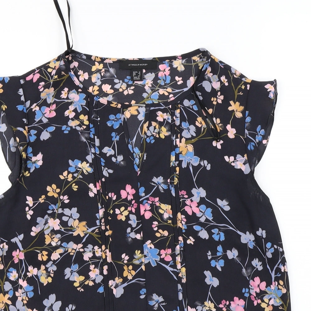 Atmosphere  Womens Black Floral  Basic Blouse Size 12