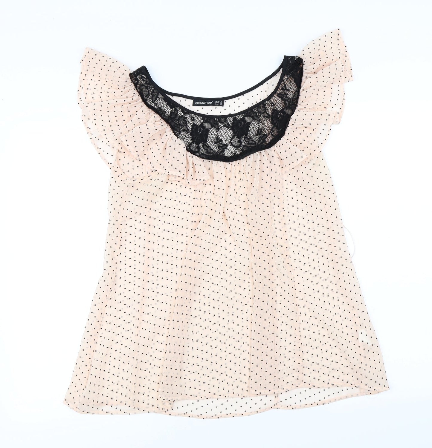 Atmosphere Womens Pink Polka Dot  Basic Blouse Size 10