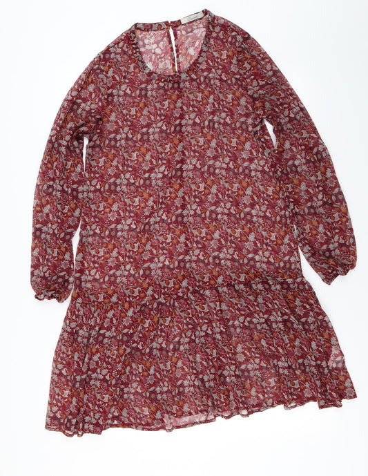 Peacocks  Womens Red Floral  Basic Blouse Size 14