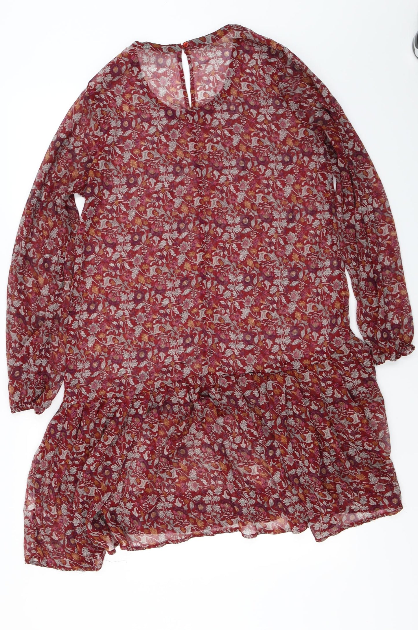 Peacocks  Womens Red Floral  Basic Blouse Size 14