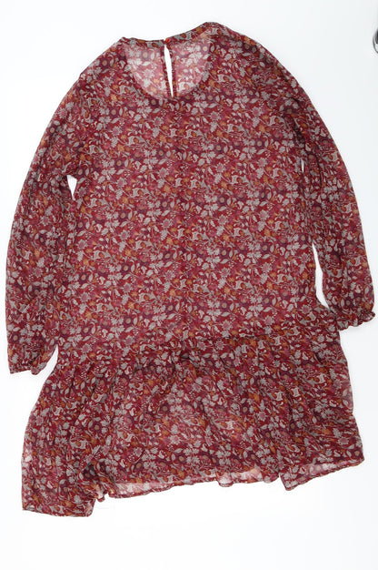 Back view of Peacocks women’s red floral basic blouse, size UK 14