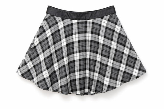 Front view of Atmosphere women’s grey check a-line skirt, size UK 8