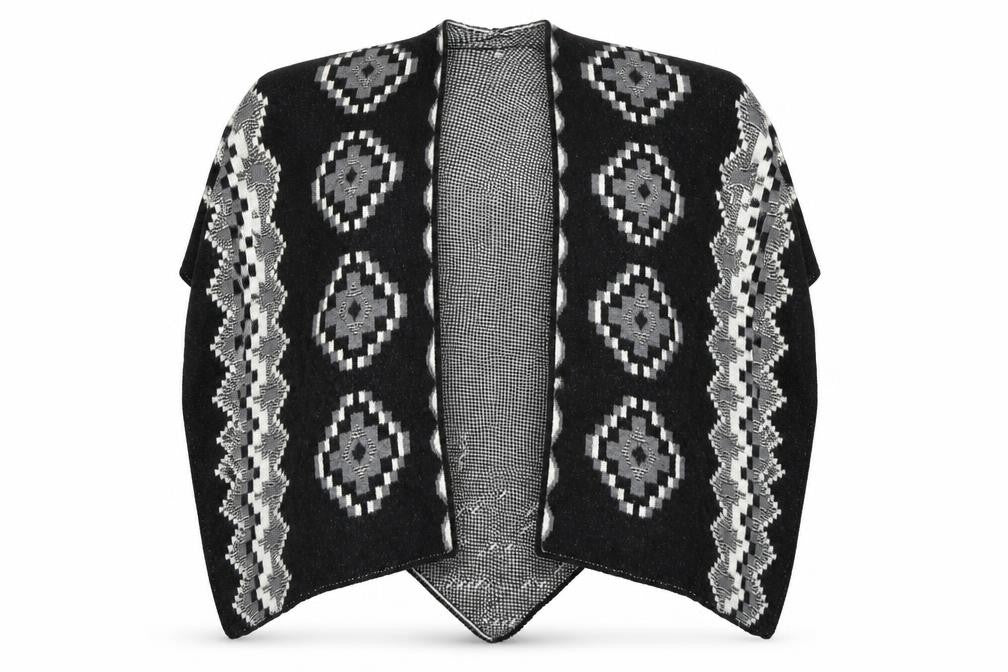Preworn Womens Grey Geometric  Cape Jumper One Size