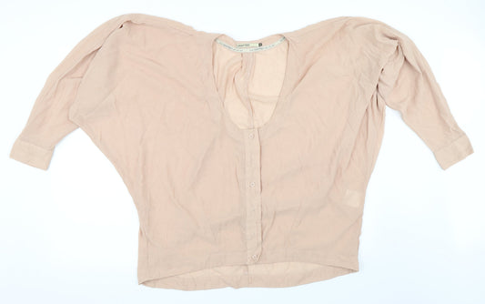 Crafted Womens Beige   Basic Button-Up Size 14
