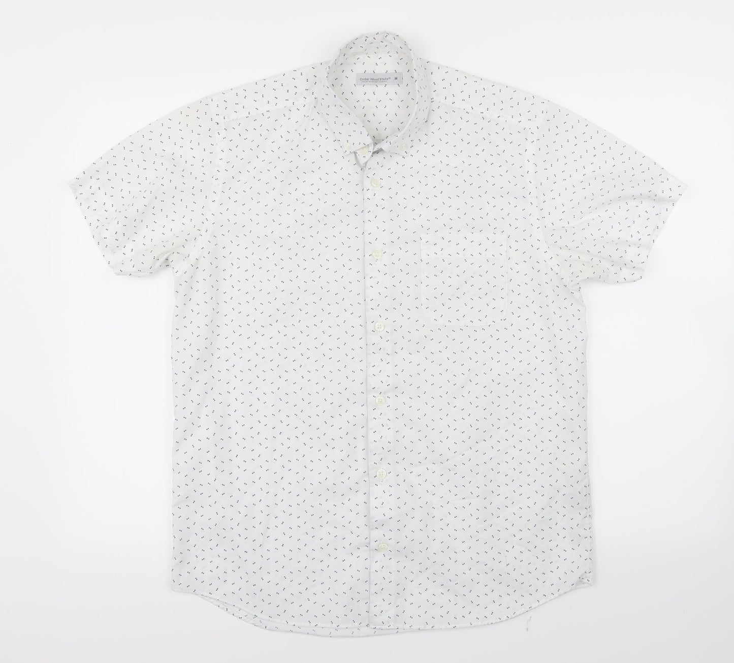 Cedar Wood State Mens White Geometric   Button-Up Size M