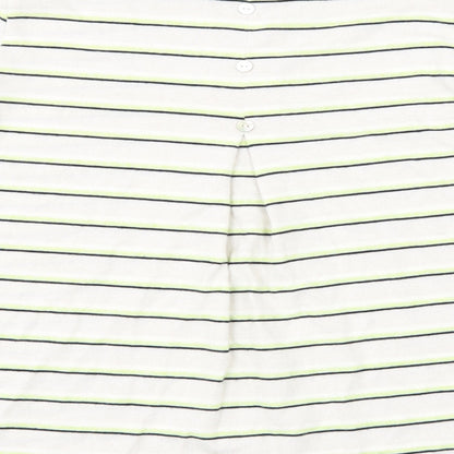 Brand and care label for Nocozo women’s green striped knit jumper, size UK 10