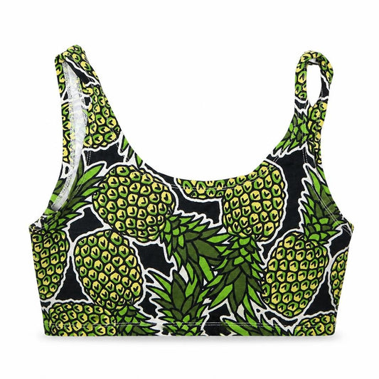 Divided by H&M Womens Green Geometric  Cropped T-Shirt Size 6  - Pineapples