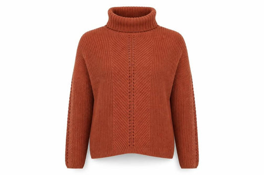 Front view of Miss Selfridge women’s brown jumper, size UK 6