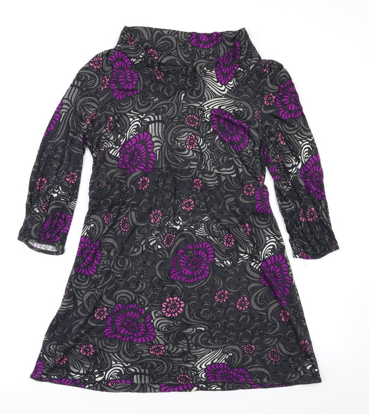 PLANET Womens Black Floral  Fit & Flare  Size 10