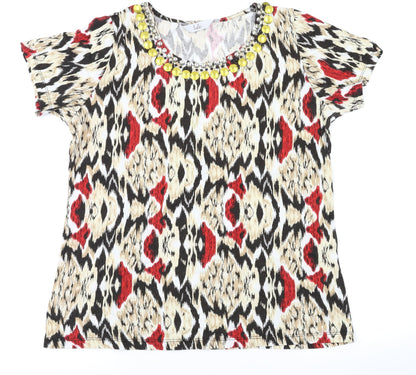Additional front view of Isle women’s multicoloured basic t-shirt, size M
