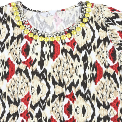 Close-up detail of Isle women’s multicoloured basic t-shirt, size M