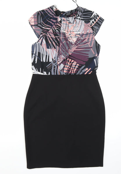Additional front view of Papaya women’s black rayon a-line, size UK 10