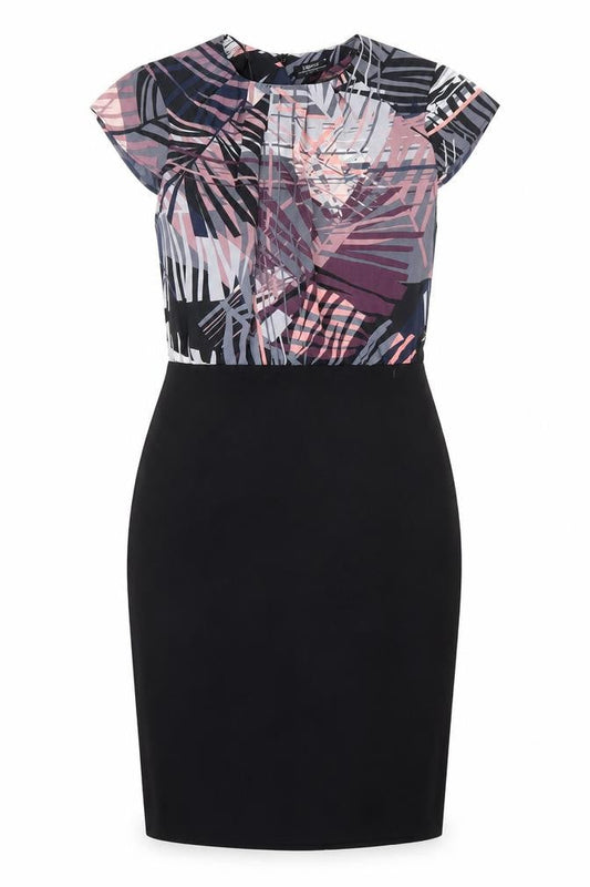 Front view of Papaya women’s black rayon a-line, size UK 10