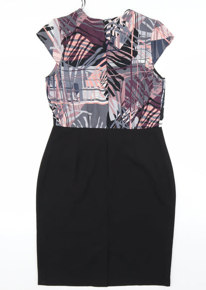 Back view of Papaya women’s black rayon a-line, size UK 10