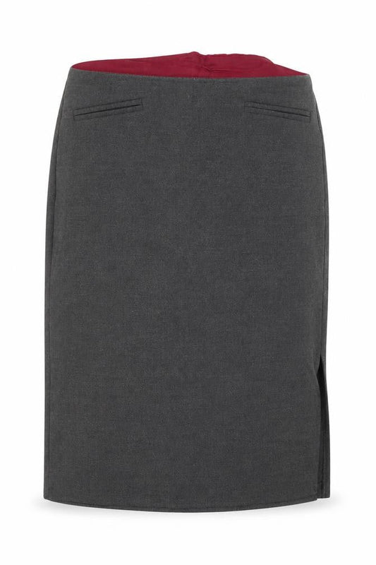 Front view of Miss Selfridge women’s grey a-line skirt, size UK 10