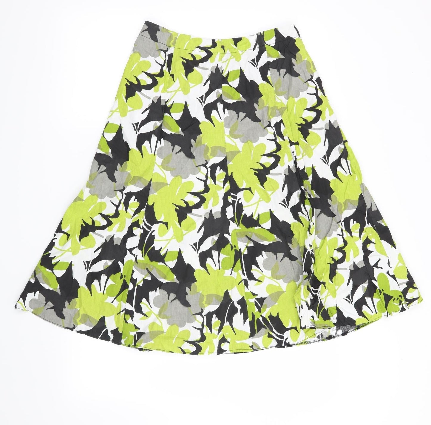 Preworn Womens Green Floral  A-Line Skirt Size 28 in