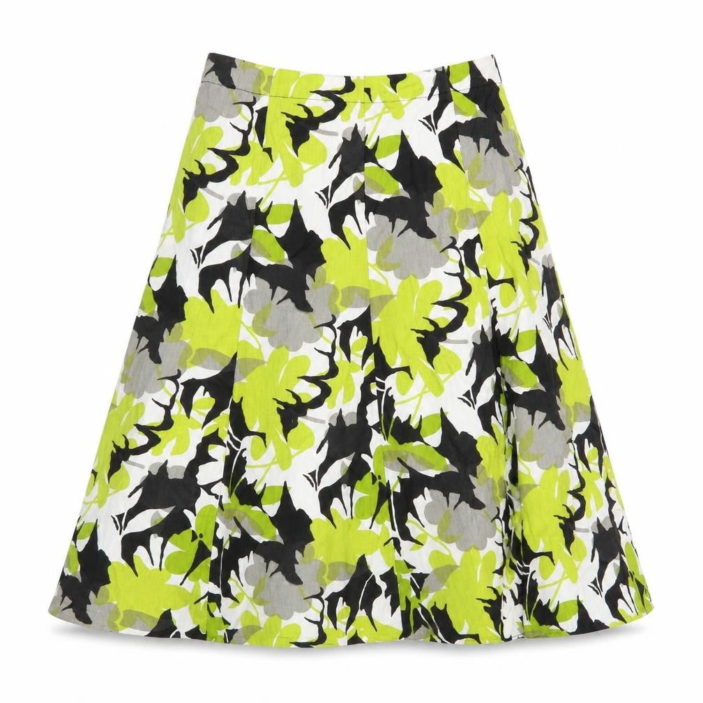 Preworn Womens Green Floral  A-Line Skirt Size 28 in