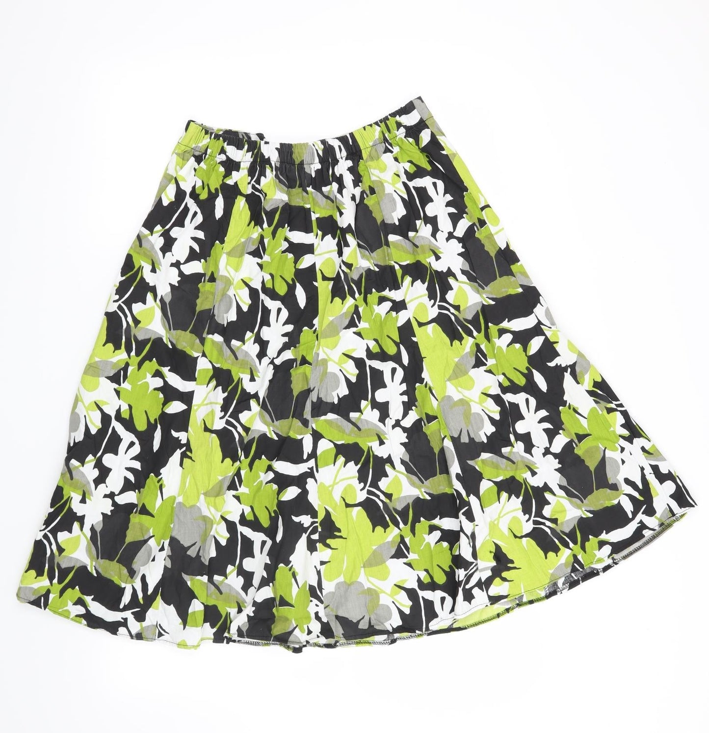 Preworn Womens Green Floral  A-Line Skirt Size 28 in