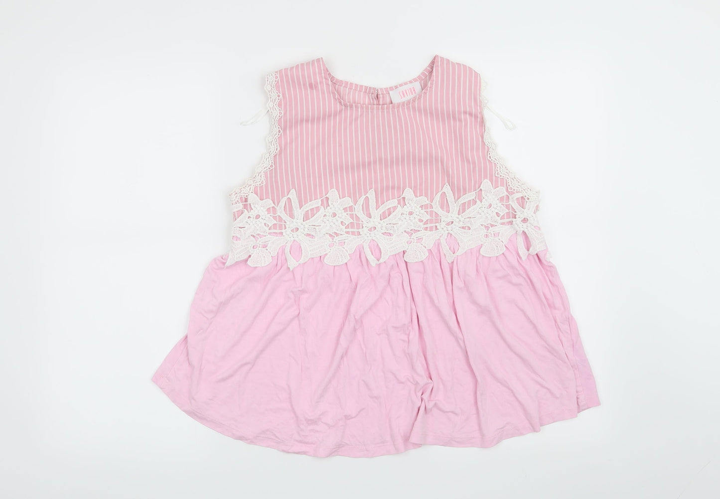 Savida Womens Pink Striped  Basic Blouse Size S