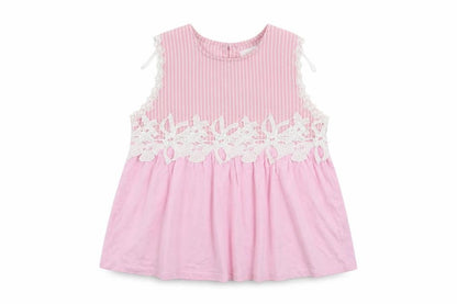 Front view of Savida women’s pink striped basic blouse, size S