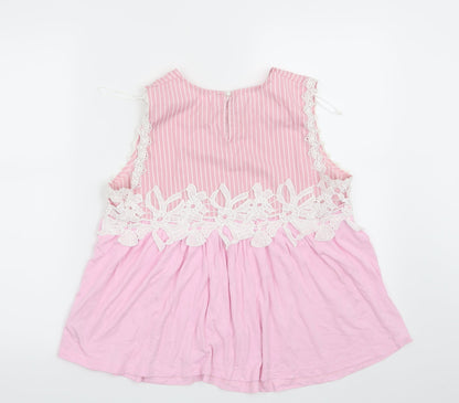 Back view of Savida women’s pink striped basic blouse, size S