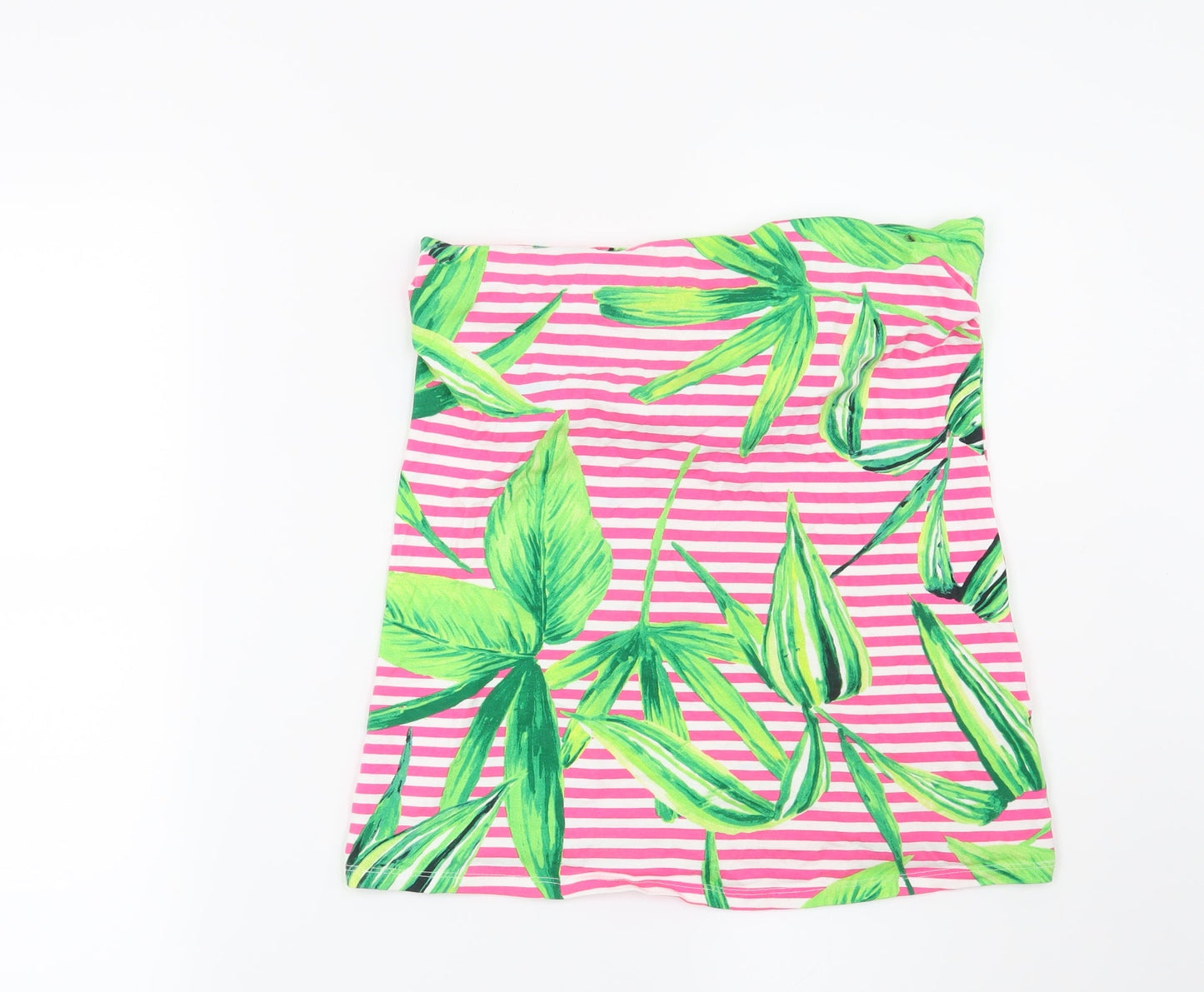 Papaya Womens Pink Striped  Basic T-Shirt Size 12  - leaf print