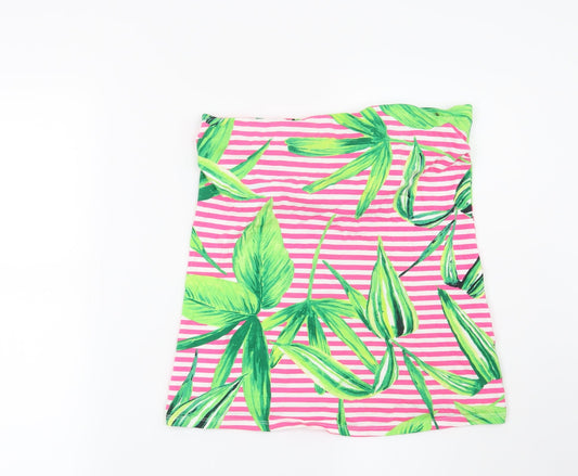 Papaya Womens Pink Striped  Basic T-Shirt Size 12  - leaf print