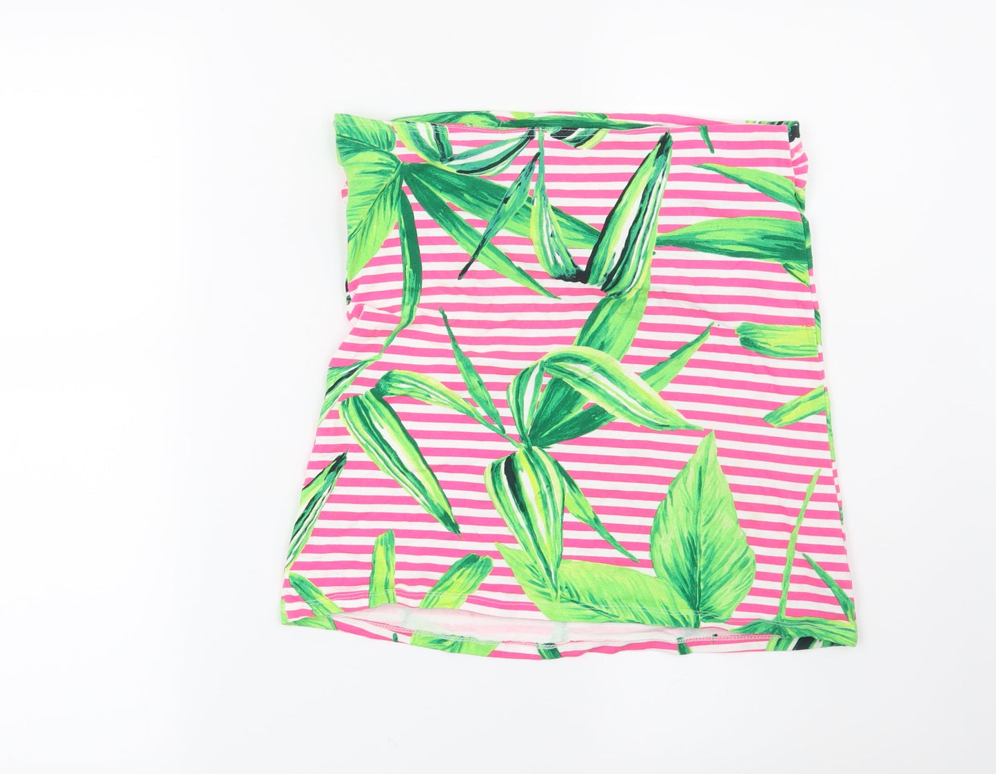 Papaya Womens Pink Striped  Basic T-Shirt Size 12  - leaf print