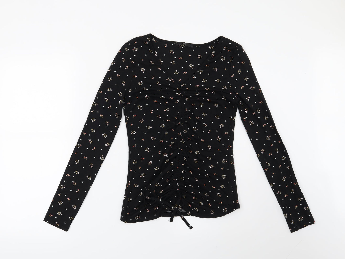 George Womens Black Floral  Basic Blouse Size 10